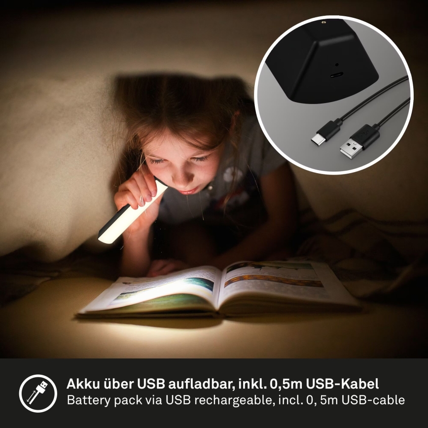 Briloner 7474-015 - LED Димируема сензорна акумулаторна екстериорна настолна лампа 2в1 LED/7W/5V 2200 mAh USB 3000K IP44 черен