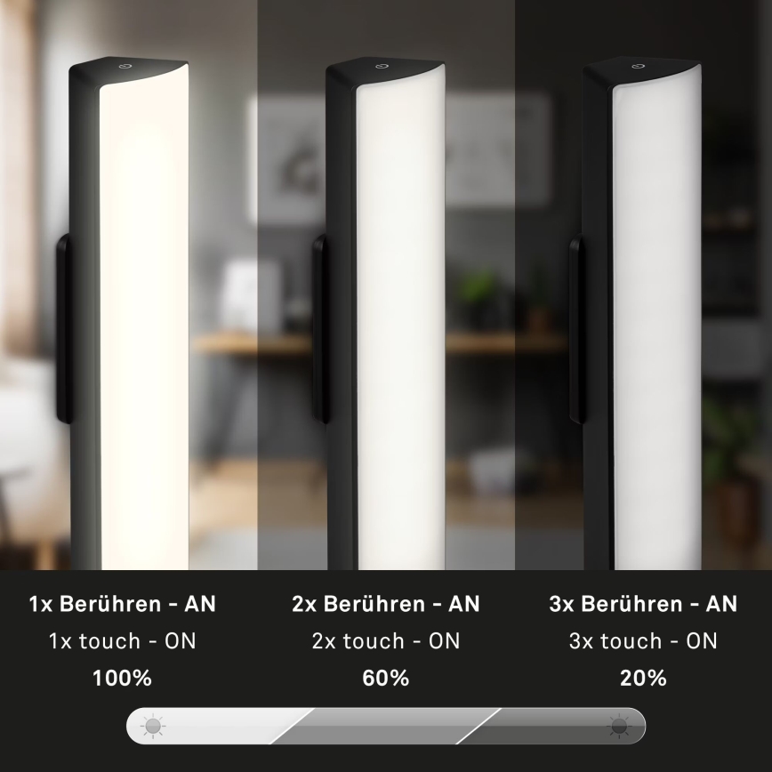 Briloner 7474-015 - LED Димируема сензорна акумулаторна екстериорна настолна лампа 2в1 LED/7W/5V 2200 mAh USB 3000K IP44 черен