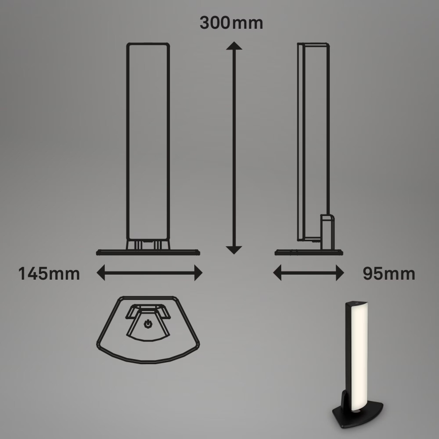 Briloner 7474-015 - LED Димируема сензорна акумулаторна екстериорна настолна лампа 2в1 LED/7W/5V 2200 mAh USB 3000K IP44 черен