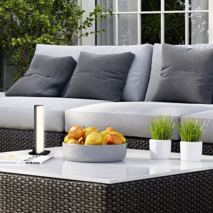 Briloner 7474-015 - LED регулируема докосваема външна настолна лампа 2 в 1 LED/7W/5V 2x2200 mAh USB 3000K IP44 черна