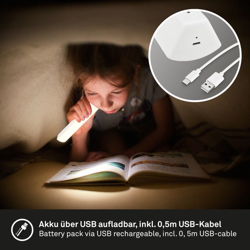 Briloner 7474-016 - LED Димируема сензорна акумулаторна екстериорна настолна лампа 2в1 LED/7W/5V 2200 mAh USB 3000K IP44 бял