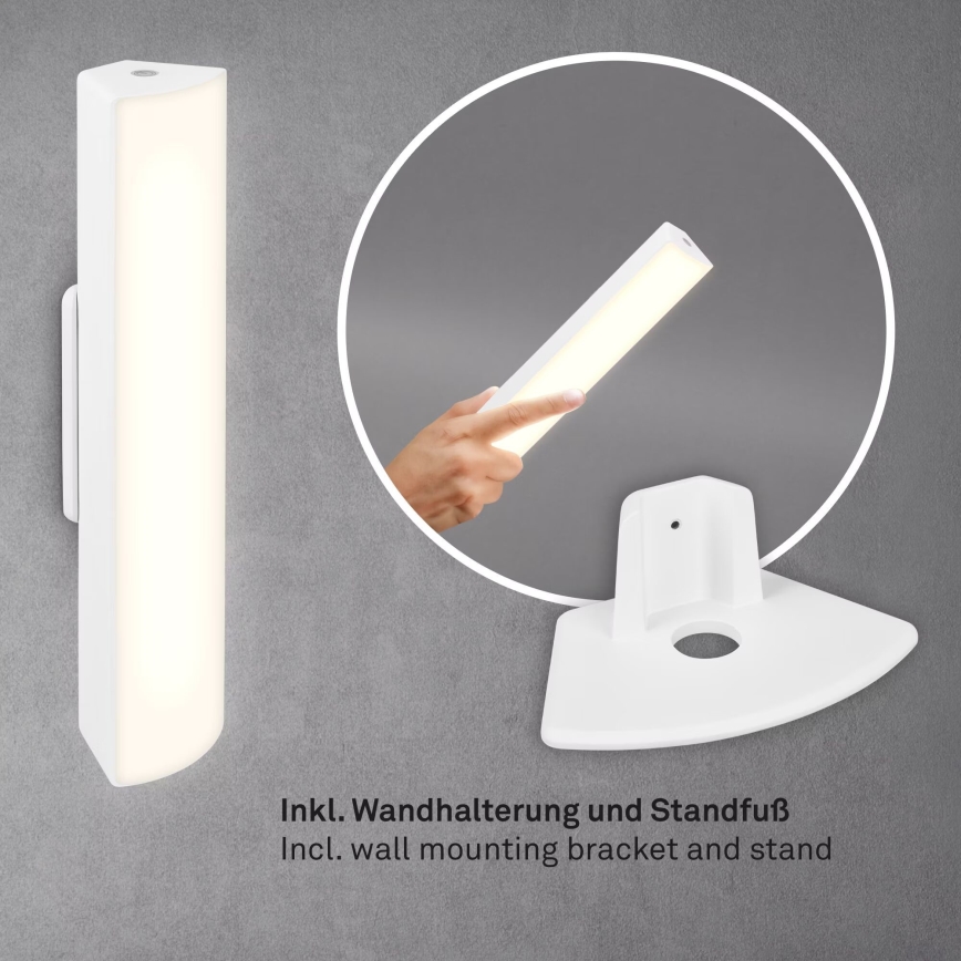 Briloner 7474-016 - LED Димируема сензорна акумулаторна екстериорна настолна лампа 2в1 LED/7W/5V 2200 mAh USB 3000K IP44 бял