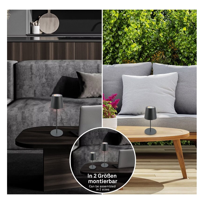 Briloner 7507015 - LED RGB димируема презареждаема външна настолна лампа 2 в 1 LED/2,5W/5V IP44 1200 mAh антрацит