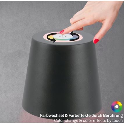 Briloner 7507015 - LED RGB димируема презареждаема външна настолна лампа 2 в 1 LED/2,5W/5V IP44 1200 mAh антрацит