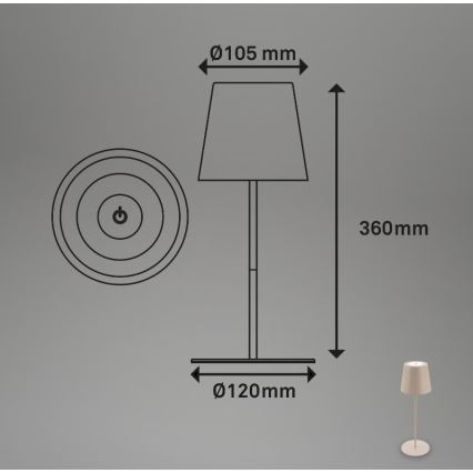 Briloner 7508011 - LED Димируем акумулаторен екстериорен настолна лампа 2в1 LED/2,5W/5V IP44 бежов