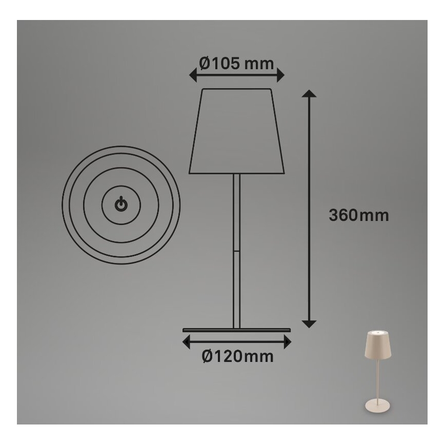 Briloner 7508011 - LED Димируем акумулаторен екстериорен настолна лампа 2в1 LED/2,5W/5V IP44 бежов
