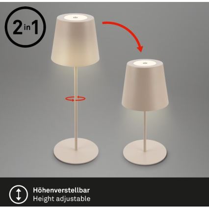 Briloner 7508011 - LED регулируема презареждаема външна настолна лампа 2 в 1 LED/2,5W/5V IP44 бежова