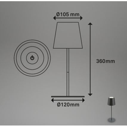 Briloner 7508015 - LED Димируем акумулаторен екстериорен настолна лампа 2в1 LED/2,5W/5V IP44 антрацит