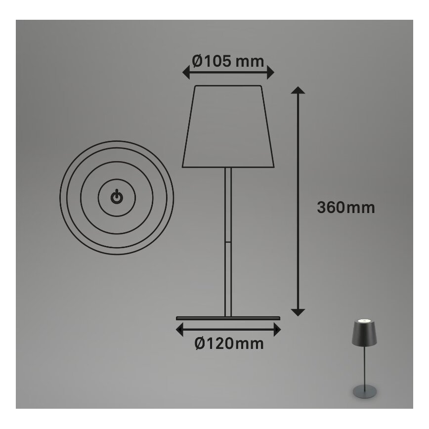 Briloner 7508015 - LED Димируем акумулаторен екстериорен настолна лампа 2в1 LED/2,5W/5V IP44 антрацит