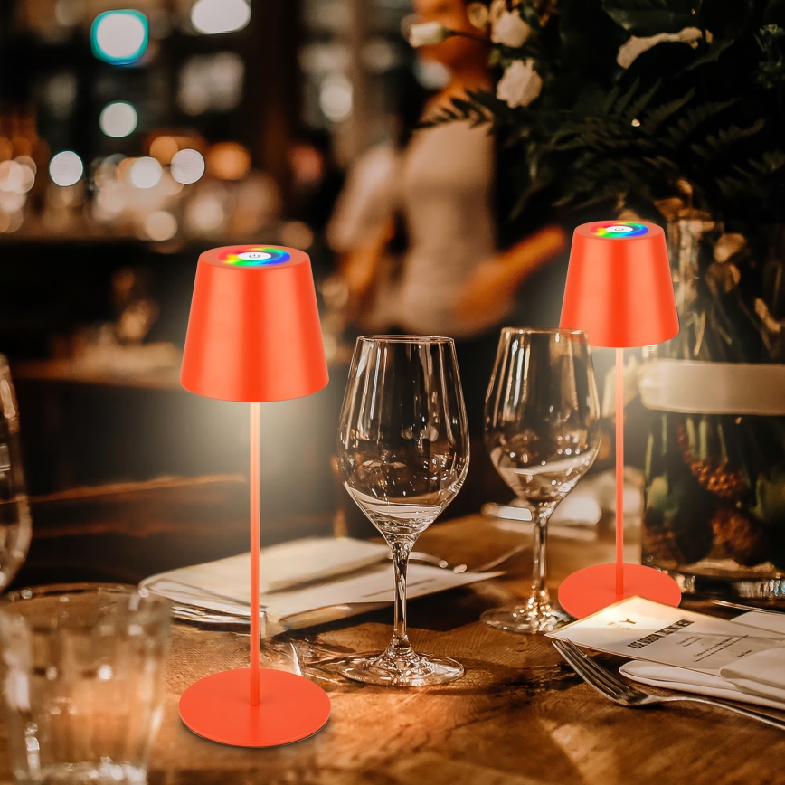 Briloner 7510012 - LED RGBW външна презареждаема настолна лампа CALIDA с регулируема яркост LED/2,5W/5V IP44 1200 mAh оранжева