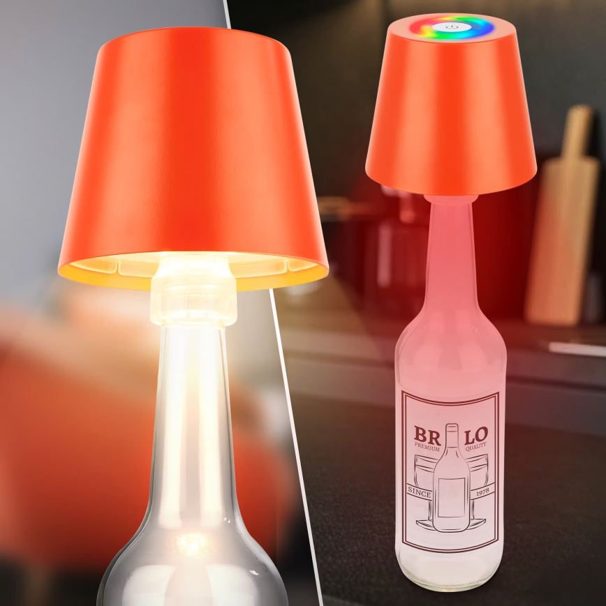 Briloner 7510012 - LED RGBW външна презареждаема настолна лампа CALIDA с регулируема яркост LED/2,5W/5V IP44 1200 mAh оранжева