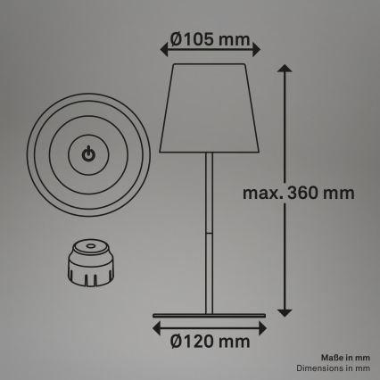 Briloner 7510012 - LED RGBW външна презареждаема настолна лампа CALIDA с регулируема яркост LED/2,5W/5V IP44 1200 mAh оранжева