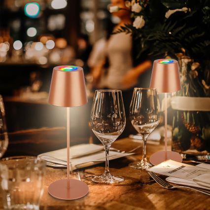 Briloner 7510013 - LED RGBW външна презареждаема настолна лампа CALIDA с регулиране на яркостта LED/2,5W/5V IP44 1200 mAh бронзова