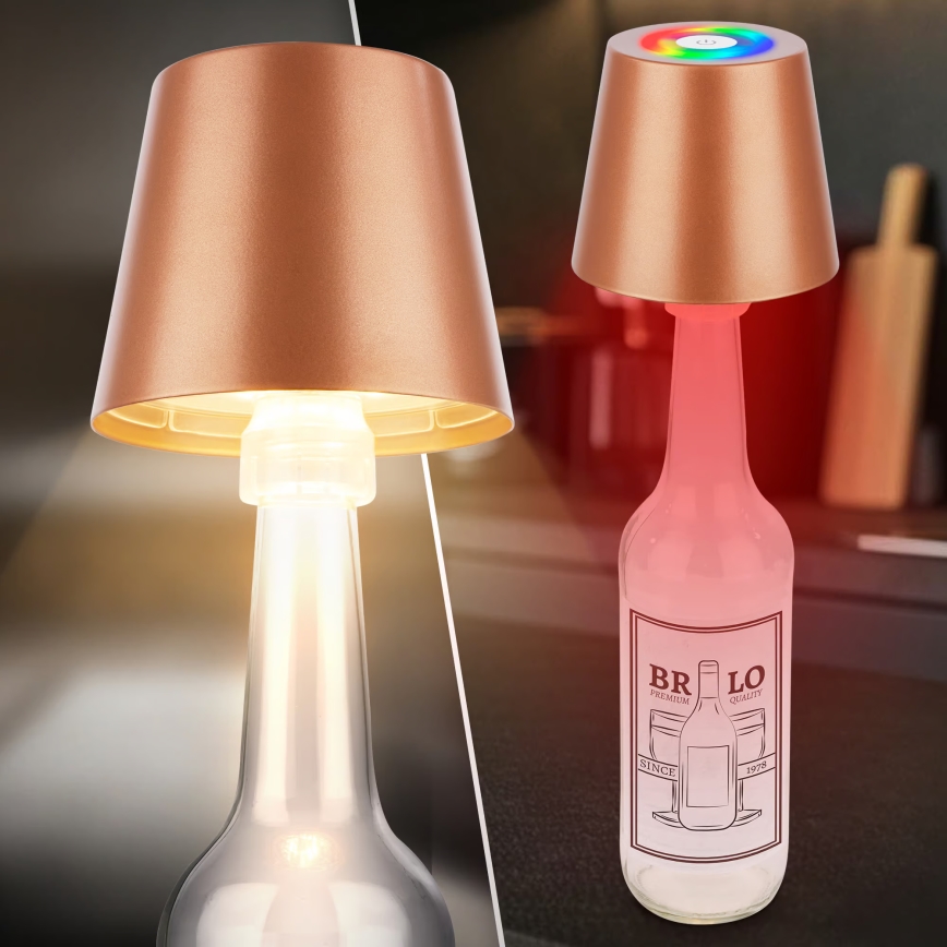 Briloner 7510013 - LED RGBW външна презареждаема настолна лампа CALIDA с регулиране на яркостта LED/2,5W/5V IP44 1200 mAh бронзова
