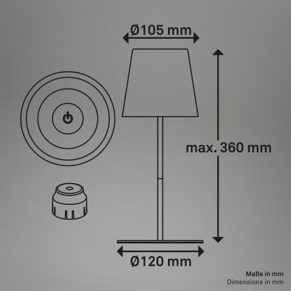 Briloner 7510013 - LED RGBW външна презареждаема настолна лампа CALIDA с регулиране на яркостта LED/2,5W/5V IP44 1200 mAh бронзова