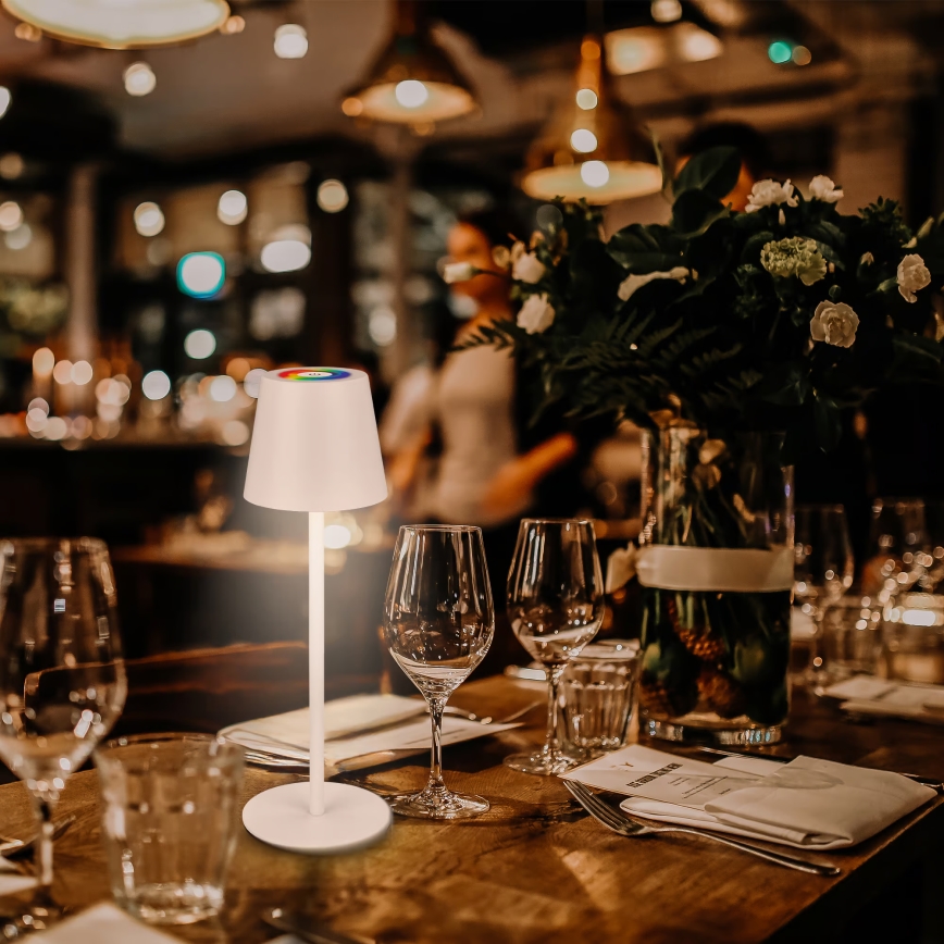 Briloner 7517016 - LED RGBW димируема презареждаема външна настолна лампа CILANO LED/3W/5V IP44 2000 mAh бяла