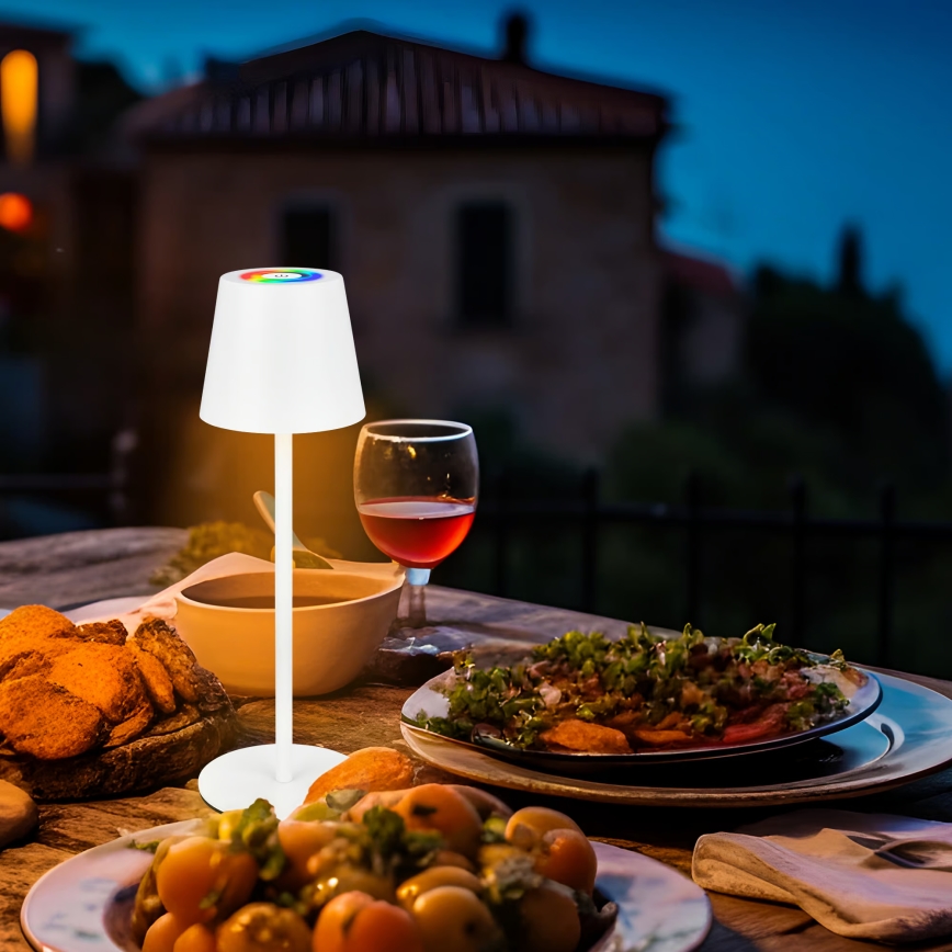 Briloner 7517016 - LED RGBW димируема презареждаема външна настолна лампа CILANO LED/3W/5V IP44 2000 mAh бяла