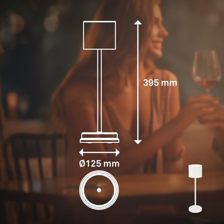 Briloner 7521016 - Димируема презареждаема настолна лампа за външна употреба SIGO LED/2,5W/5V IP44 2600 mAh бяла