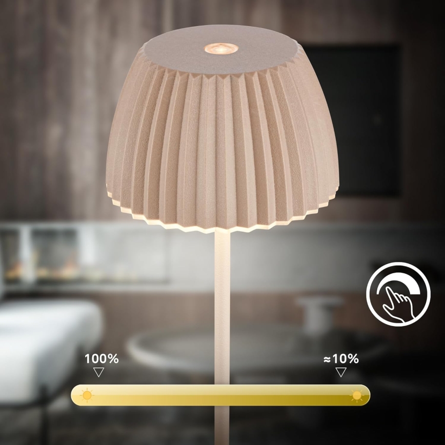Briloner 7552-011 - LED димируема презареждаема сензорна външна настолна лампа MINI LED/1,5W/5V IP44 1800 mAh бежова