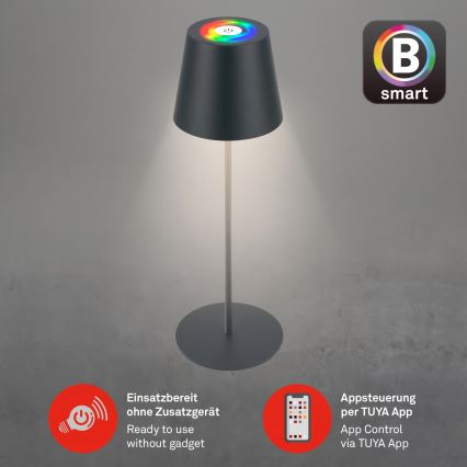 Briloner 7559015 - COLORIS LED RGB димируема презареждаема външна настолна лампа LED/3,5W/5V IP44 2000 mAh антрацит Wi-Fi Tuya
