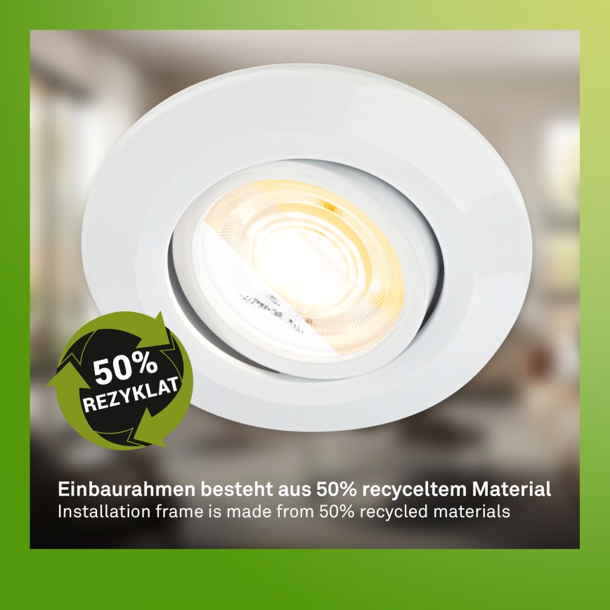 Briloner 7586036 - Комплект от 3 бели вградени LED осветителни тела KLIRA за баня 1xLED/4,9W/230V 2500/3000/4000K IP23