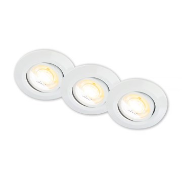Briloner 7586036 - Комплект от 3 бели вградени LED осветителни тела KLIRA за баня 1xLED/4,9W/230V 2500/3000/4000K IP23
