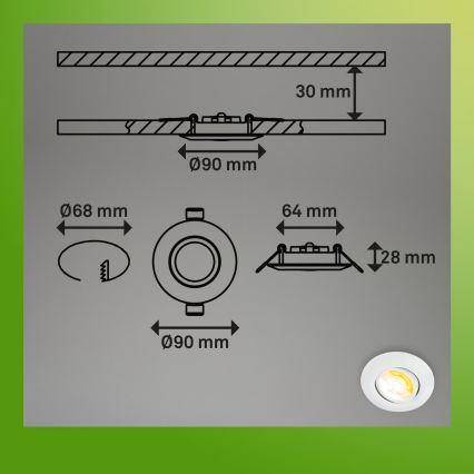 Briloner 7586036 - комплект 3x вградени LED таванни осветителни тела за баня KLIRA LED/4,9W/230V 2500/3000/4000K IP23 бели