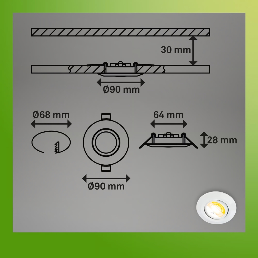 Briloner 7586036 - комплект 3x вградени LED таванни осветителни тела за баня KLIRA LED/4,9W/230V 2500/3000/4000K IP23 бели