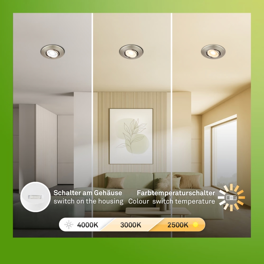 Briloner 7587032 - КОМПЛЕКТ 3x LED димируеми вградени осветителни тела за баня KLIRA LED/4,9W/230V 2500/3000/4000K IP23 матов хром