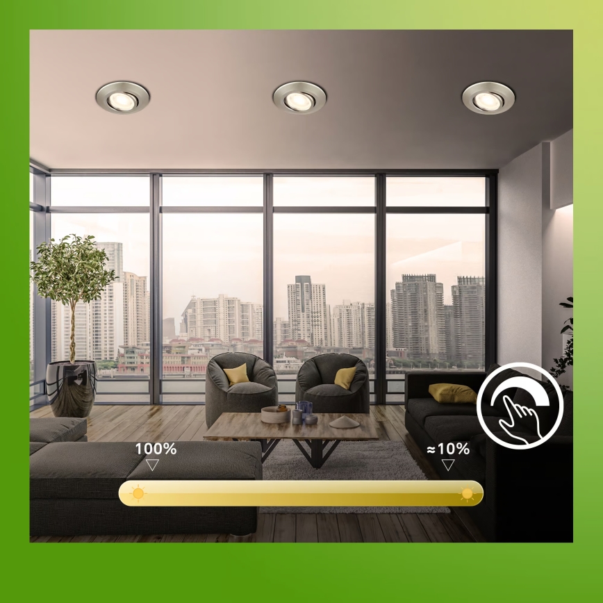 Briloner 7587032 - КОМПЛЕКТ 3x LED димируеми вградени осветителни тела за баня KLIRA LED/4,9W/230V 2500/3000/4000K IP23 матов хром