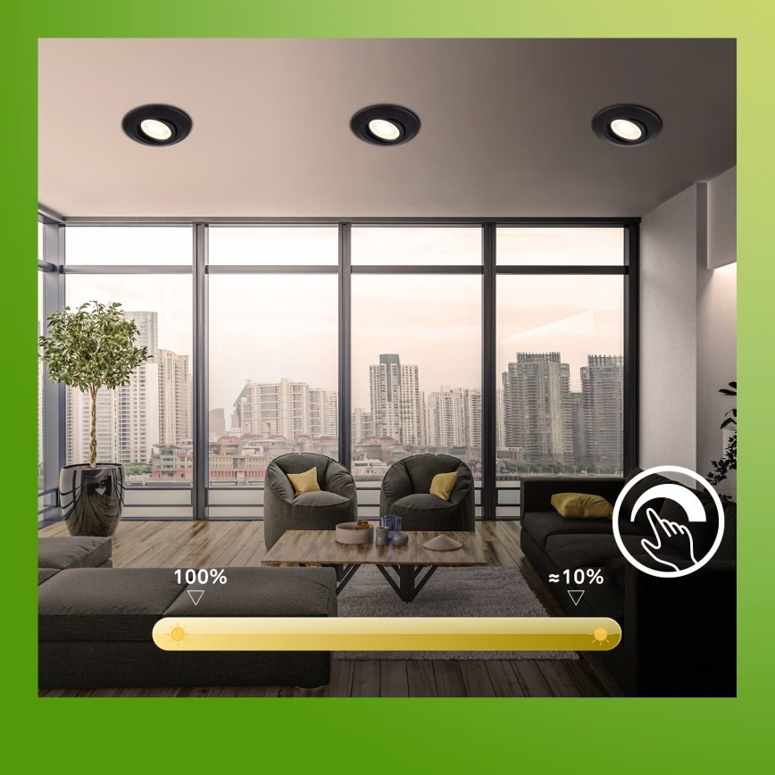 Briloner 7587035 - КОМПЛЕКТ 3 бр. димируеми LED вградени таванни осветителни тела за баня KLIRA LED/4,9W/230V 2500/3000/4000K IP23 черно