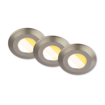 Briloner 7588032 - комплект 3x LED вградени таванни осветителни тела за баня KLIRA 1xLED/4,9W/230V 2500/3000/4000K IP44 матов хром