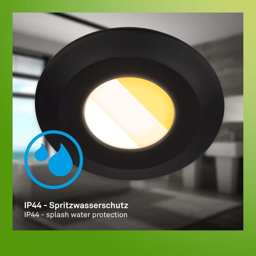 Briloner 7588035 - Комплект от 3 вградени осветителни тела за баня KLIRA LED/4,9W/230V 2500/3000/4000K IP44 черни