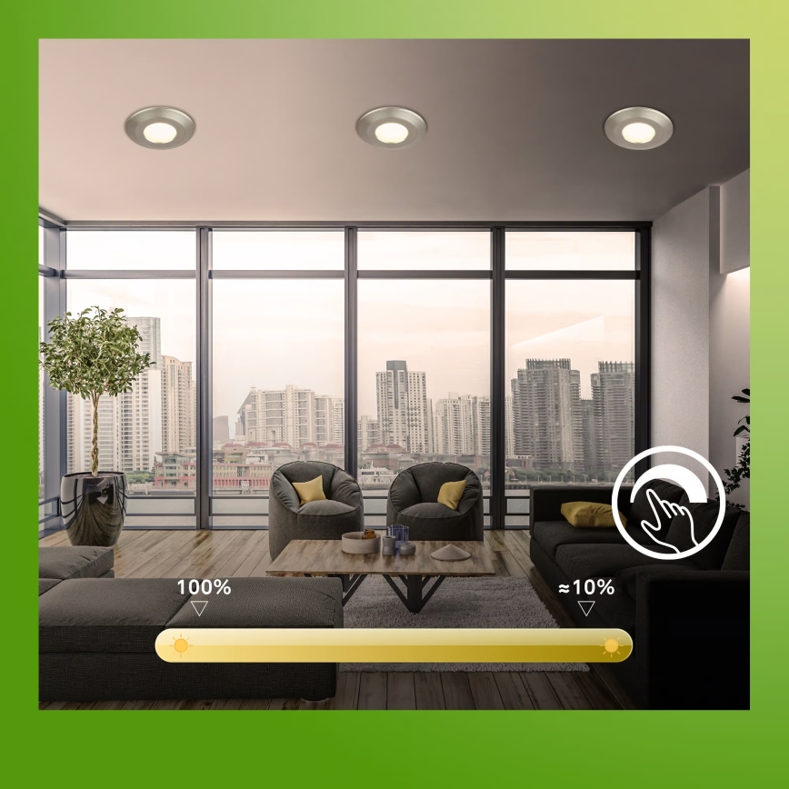 Briloner 7589032 - Комплект 3x димируеми вградени таванни осветителни тела за баня KLIRA 1xLED/4,9W/230V IP44 матов хром