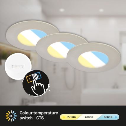 Briloner 7598032 - К-кт 3x LED Лампа за вграждане в баня LED/4,9W/230V IP44 2700/4000/6500K матов хром