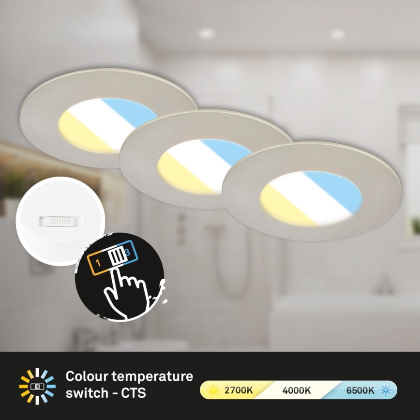 Briloner 7598032 - К-кт 3x LED Лампа за вграждане в баня LED/4,9W/230V IP44 2700/4000/6500K матов хром