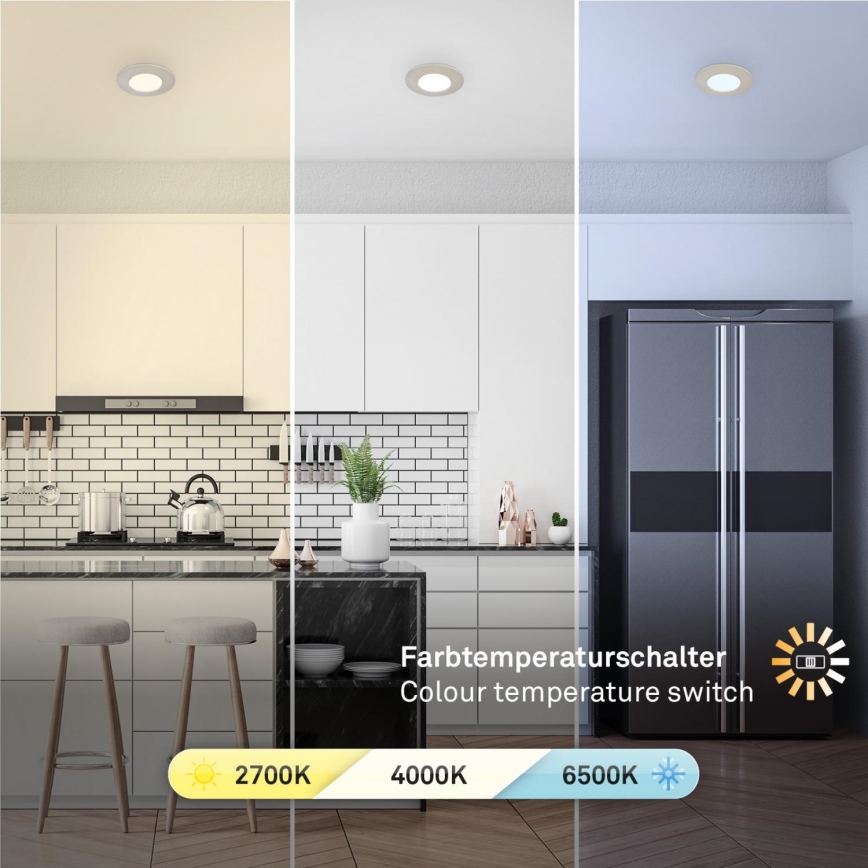 Briloner 7598032 - К-кт 3x LED Лампа за вграждане в баня LED/4,9W/230V IP44 2700/4000/6500K матов хром