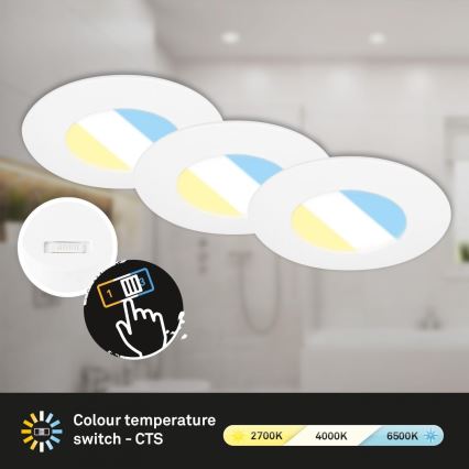 Briloner 7598036 - К-кт 3x LED Лампа за вграждане в баня LED/4,9W/230V IP44 2700/4000/6500K бял