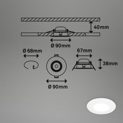 Briloner 7598036 - К-кт 3x LED Лампа за вграждане в баня LED/4,9W/230V IP44 2700/4000/6500K бял