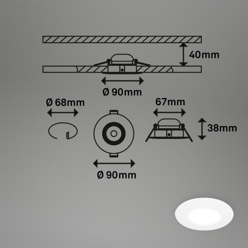 Briloner 7598036 - К-кт 3x LED Лампа за вграждане в баня LED/4,9W/230V IP44 2700/4000/6500K бял