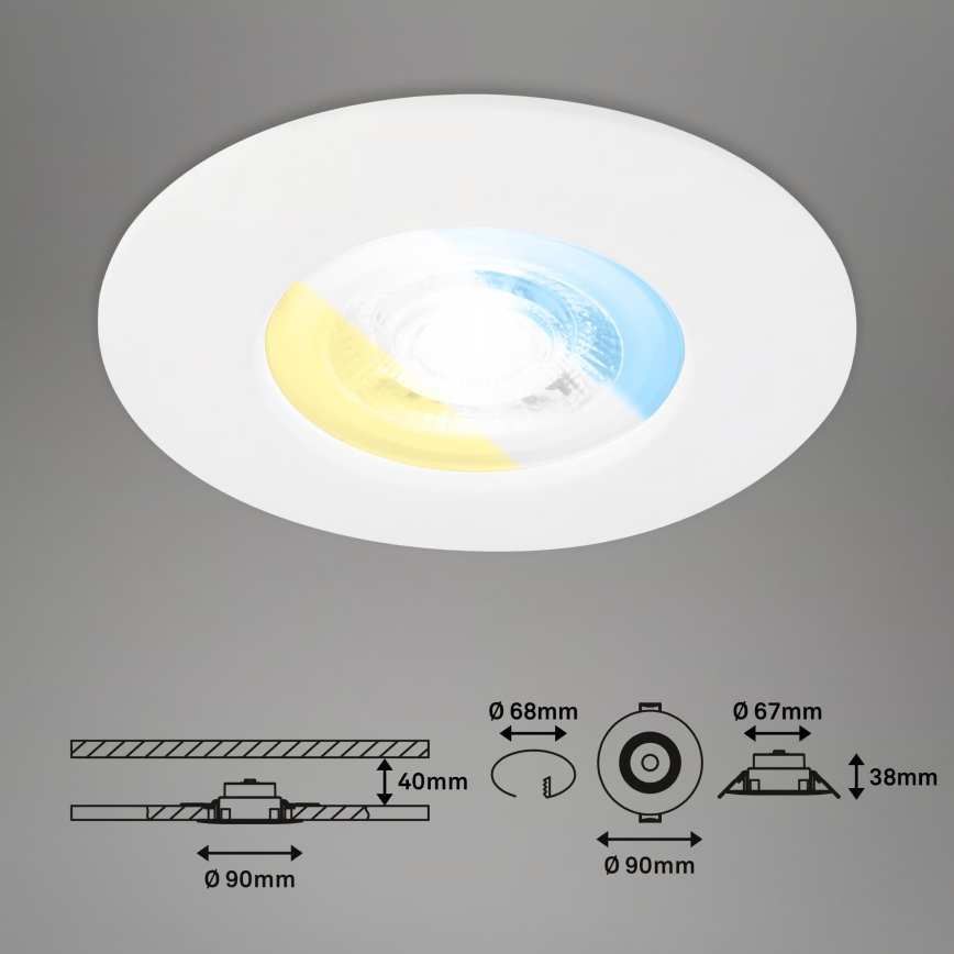 Briloner 7605036 - Комплект 3xLED вграден таванен осветител за баня LED/4,9W/230V 2700/4000/6500K IP44 бял
