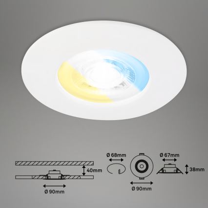 Briloner 7605036 - КОМПЛЕКТ 3xLED Вградено осветително тяло за баня 3xLED/4,9W/230V 2700/4000/6500K IP44 бяло