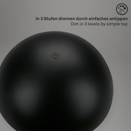 Briloner - Димируема презареждаема сензорна външна настолна лампа LED/2,6W/5V 3000K IP44 2000 mAh черна