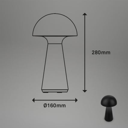 Briloner - Димируема презареждаема сензорна външна настолна лампа LED/2,6W/5V 3000K IP44 2000 mAh черна