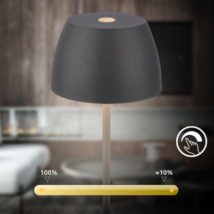Briloner - LED димируема презареждаема сензорна външна настолна лампа MINI LED/2,5W/5V IP44 1800 mAh антрацит