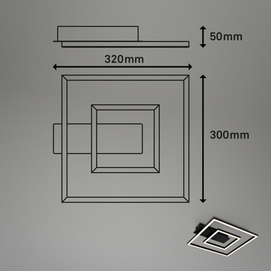 Briloner - LED плафон FRAME LED/22W/230V 3000K 30x32 cm черен