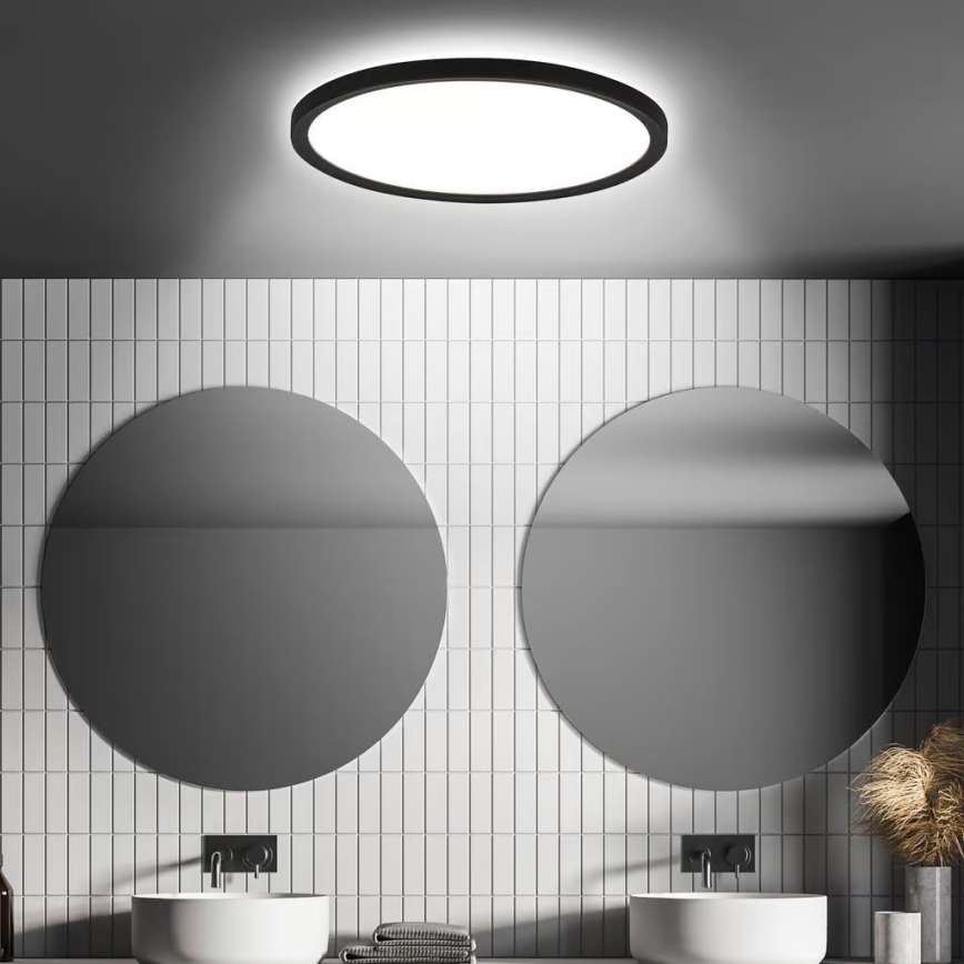 Briloner - LED таванно осветително тяло за баня MOVE с сензор за движение, 18 W/230 V, IP44, Ø 29 см, черно