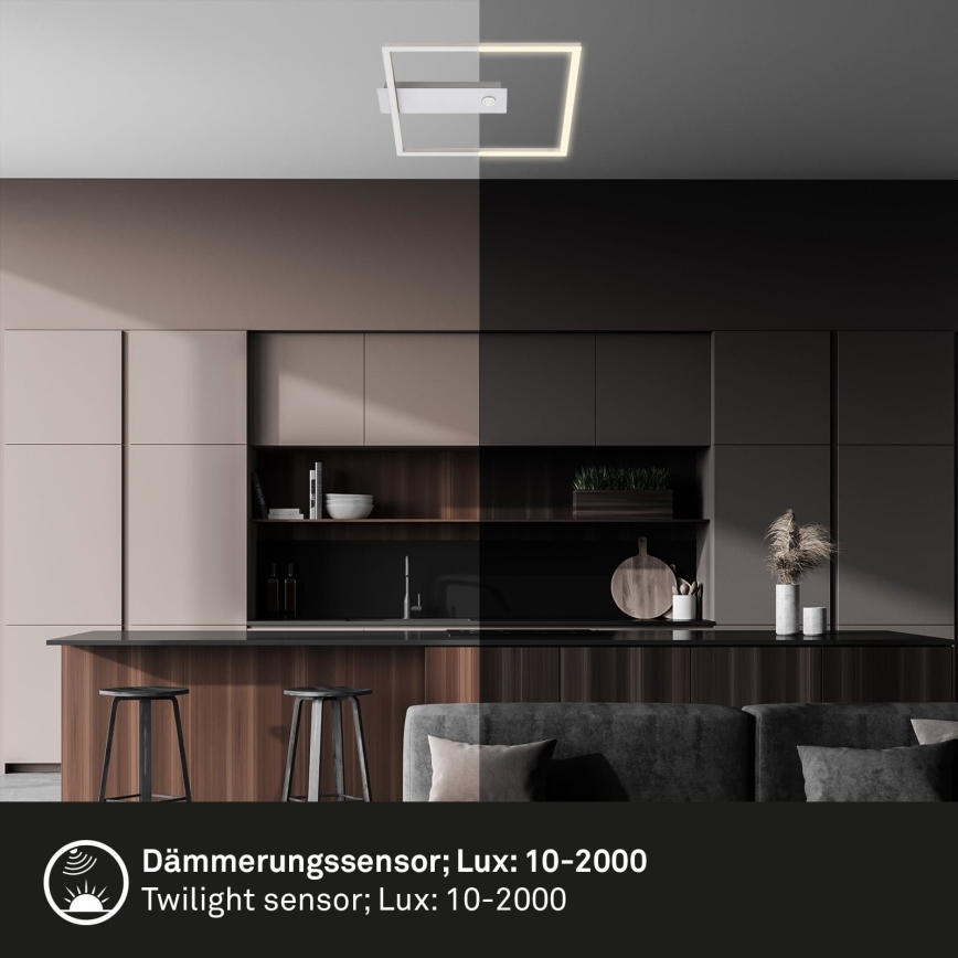 Briloner - LED таванно осветително тяло със сензор за движение и за здрач FRAME LED/14W/230V 3000K 30x32 см матиран хром