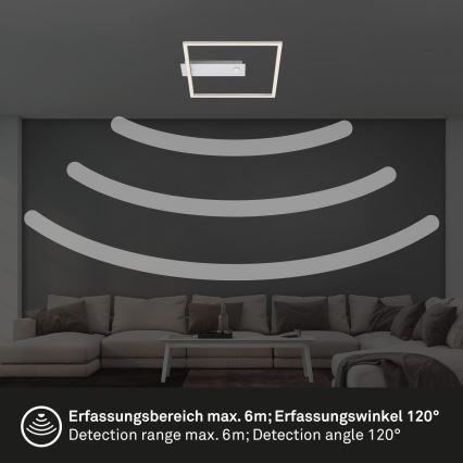 Briloner - LED таванно осветително тяло със сензор за движение и за здрач FRAME LED/14W/230V 3000K 30x32 см матиран хром