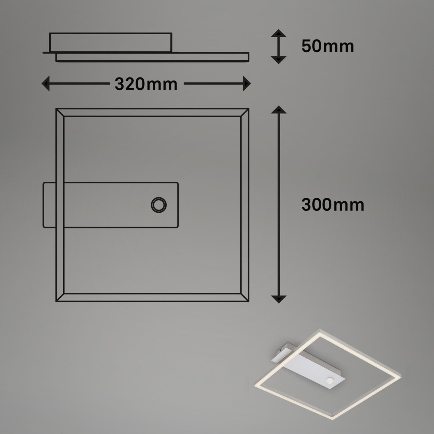 Briloner - LED таванно осветително тяло със сензор за движение и за здрач FRAME LED/14W/230V 3000K 30x32 см матиран хром